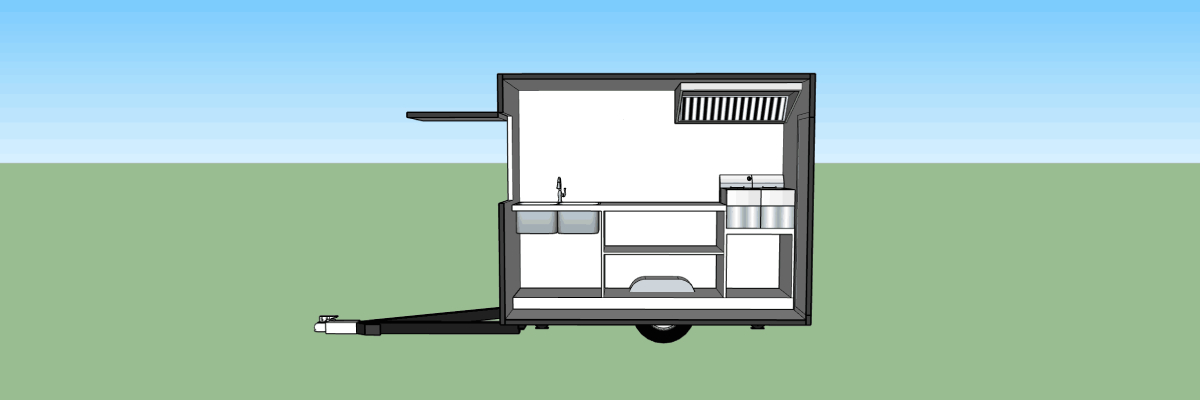 3D design of the small food cart trailer